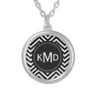 Classic Black White Chevron Trio Monogram