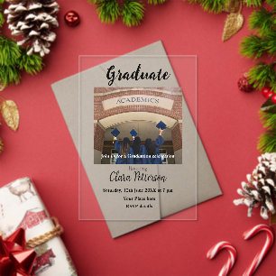 classic black white class add year scho graduation acrylic invitations