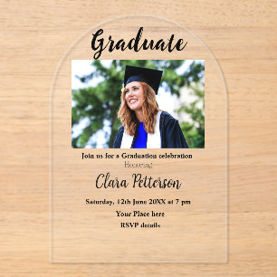classic black white class add year scho graduation acrylic invitations