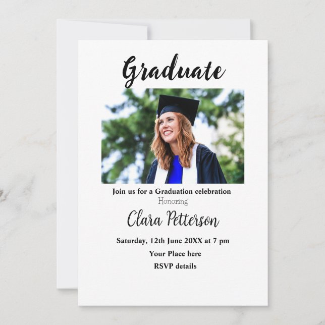 classic black white class add year scho graduation announcement (Front)