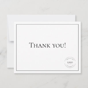 Classic Black White Company Logo Social Thank You  Card