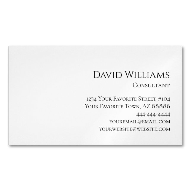 Classic Black White Corporate Professional Magnetic Business Card (Front)
