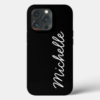 Classic Black & White Custom Cursive Name or Text iPhone 13 Pro Case