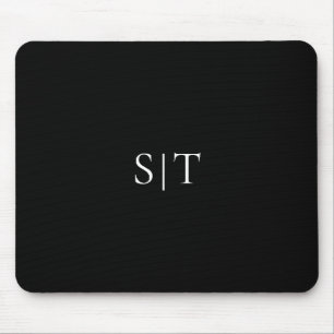 Classic Black & White Customisable Monogram Modern Mouse Mat