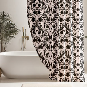 Classic Black & White Damask Pattern Shower Curtain