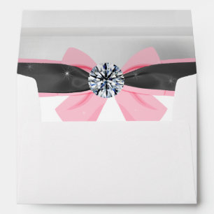 Classic Black & White Drapery with Pink Bow Envelopes
