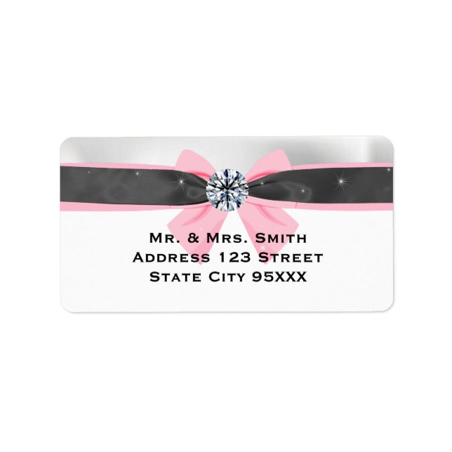 Classic Black & White Drapery with Pink Bow Label (Front)