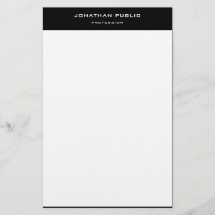 Classic Black White Elegant Minimalist Template Stationery