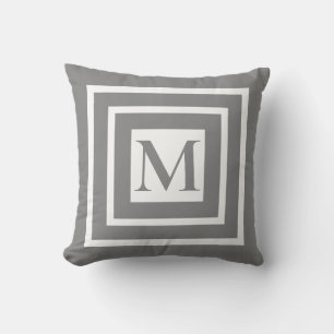 Classic black white framed monogram cushion