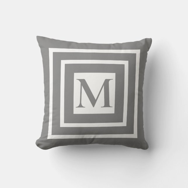 Classic black white framed monogram cushion (Front)