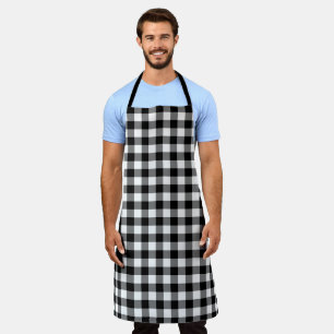 Classic Black White Gingham Check Pattern Apron