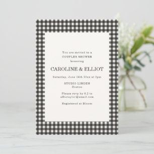 Classic Black White Gingham Plaid Couples Shower Invitation