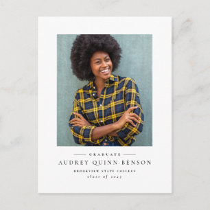 Classic black white graduation invitation postcard