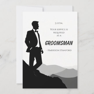 Classic Black & White Groomsman Proposal Card