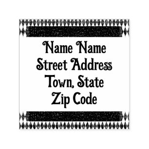 Classic Black White Halequin Diamond Argyle Self-inking Stamp