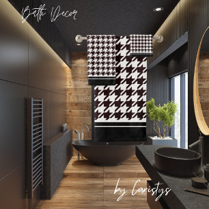 Classic Black & White Houndstooth  Bath Towel Set