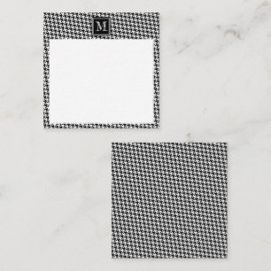 Classic Black White Houndstooth   Modern Monogram Card