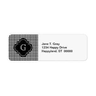 Classic Black White Houndstooth With Monogram