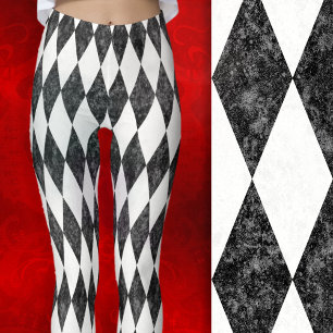 Classic Black White-Ice Harlequin Diamond Argyle Leggings