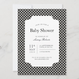 Classic Black White Lattice Plaid - Diamond Shape Invitation