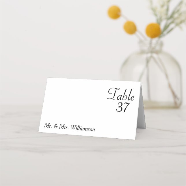 Classic Black White Love Wedding Place Card (Front)