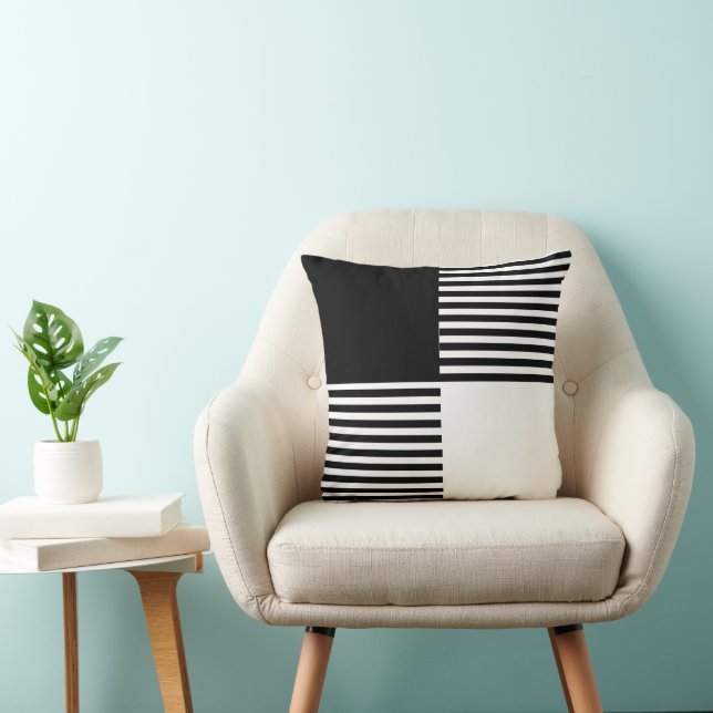 Classic black white modern minimalist strips cushion (Chair)