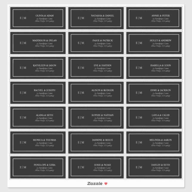 Classic Black & White Monogram Guest Address (Sheet)