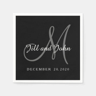 Classic Black & White Monogram Paper Napkins