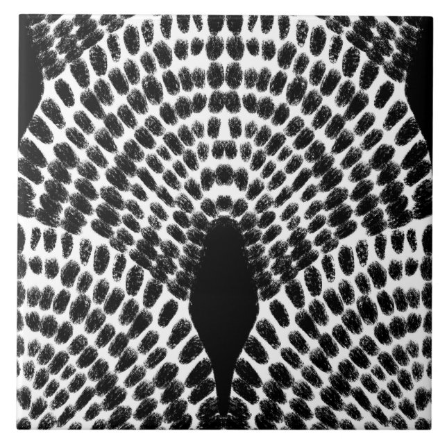 Classic Black & White Mosaic-Hand-Painted Style Tile (Front)
