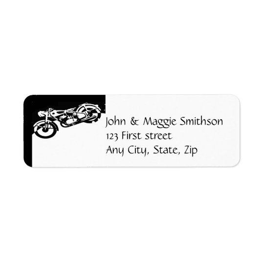Classic Black White Motorcycle Logo custom label Return Address Label