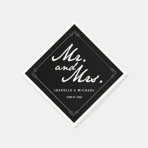 Classic Black & White Mr & Mrs Wedding Napkins
