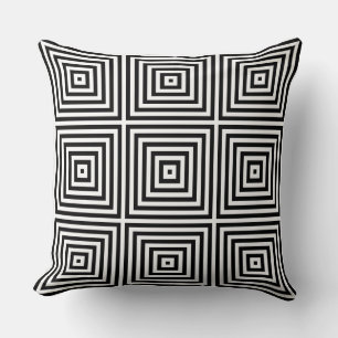 Classic Black & White Nested Box Pattern Cushion