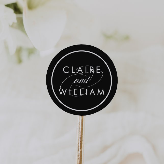 Classic Black & White Personalised Wedding Sticker (Creator Uploaded)