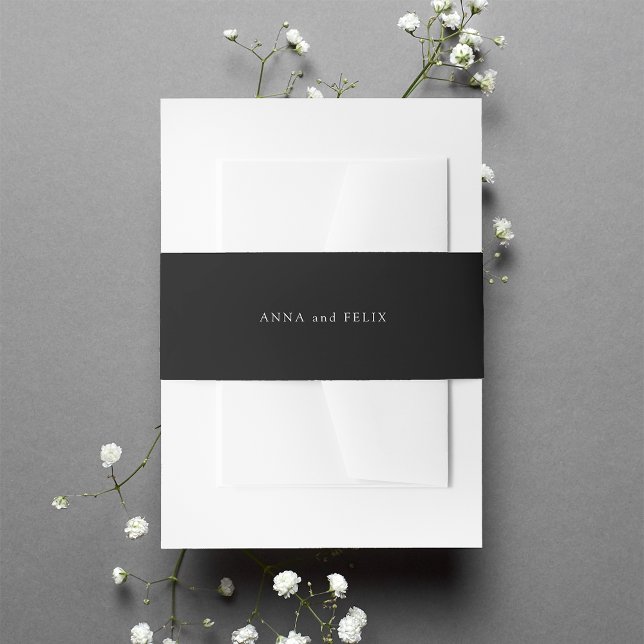 Classic Black & White Personalized Wedding Invitation Belly Band (Creator Uploaded)
