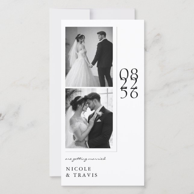 Classic Black & White Photo Bookmark Save the Date (Front)