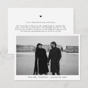 Classic Black & White Photo Wedding Thank You Card