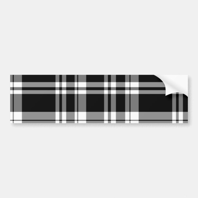 Classic black white plaid pattern bumper sticker (Front)