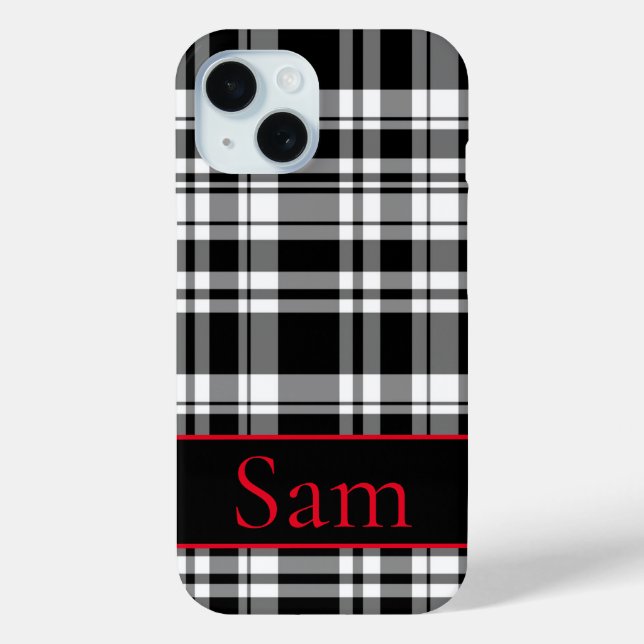 Classic Black White Plaid pattern  Case-Mate iPhone Case (Back)