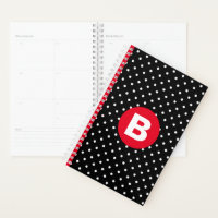 Classic Black & White Polka Dot with Red Monogram
