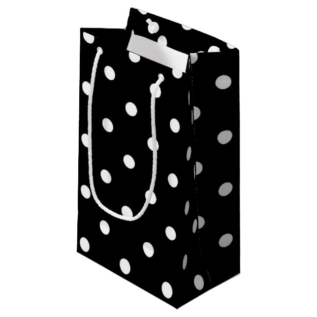 Classic Black & White Polkadots Small Gift Bag (Front Angled)