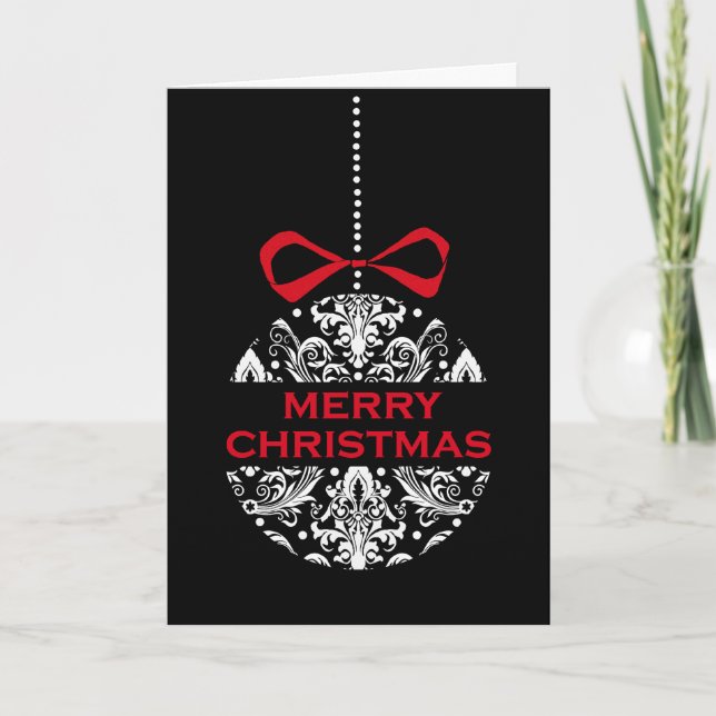 Classic Black White Red Christmas Card (Front)