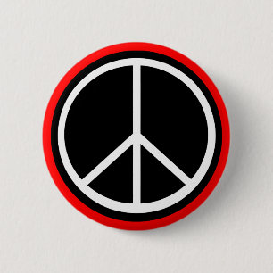 Classic Black White Retro Peace Sign 6 Cm Round Badge