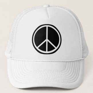 Classic Black White Retro Peace Sign Trucker Hat