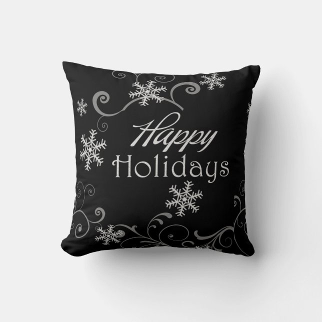 Classic Black & White Reversible Christmas Cushion (Front)