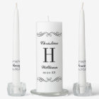 Classic Black White Scroll Wedding Monogram