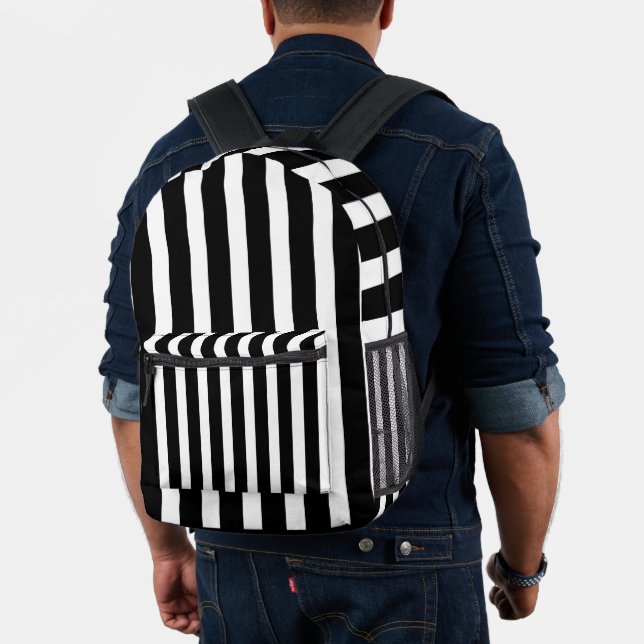 Classic Black White Stripe School Backpack (Insitu (Model))