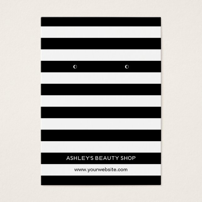 Classic Black White Strips Earring Display Cards (Front)