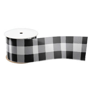 Classic Black & White Tartan Plaid Christmas Gift Satin Ribbon