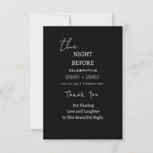 Classic Black & White The Night Before Wedding  Thank You Card