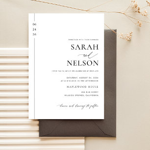 Classic Black & White Timeless Elegant Wedding Invitation